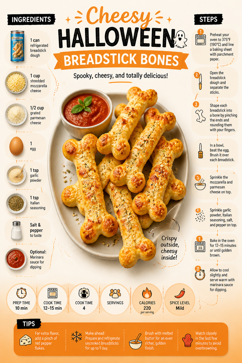 Cheesy Halloween Breadstick Bones