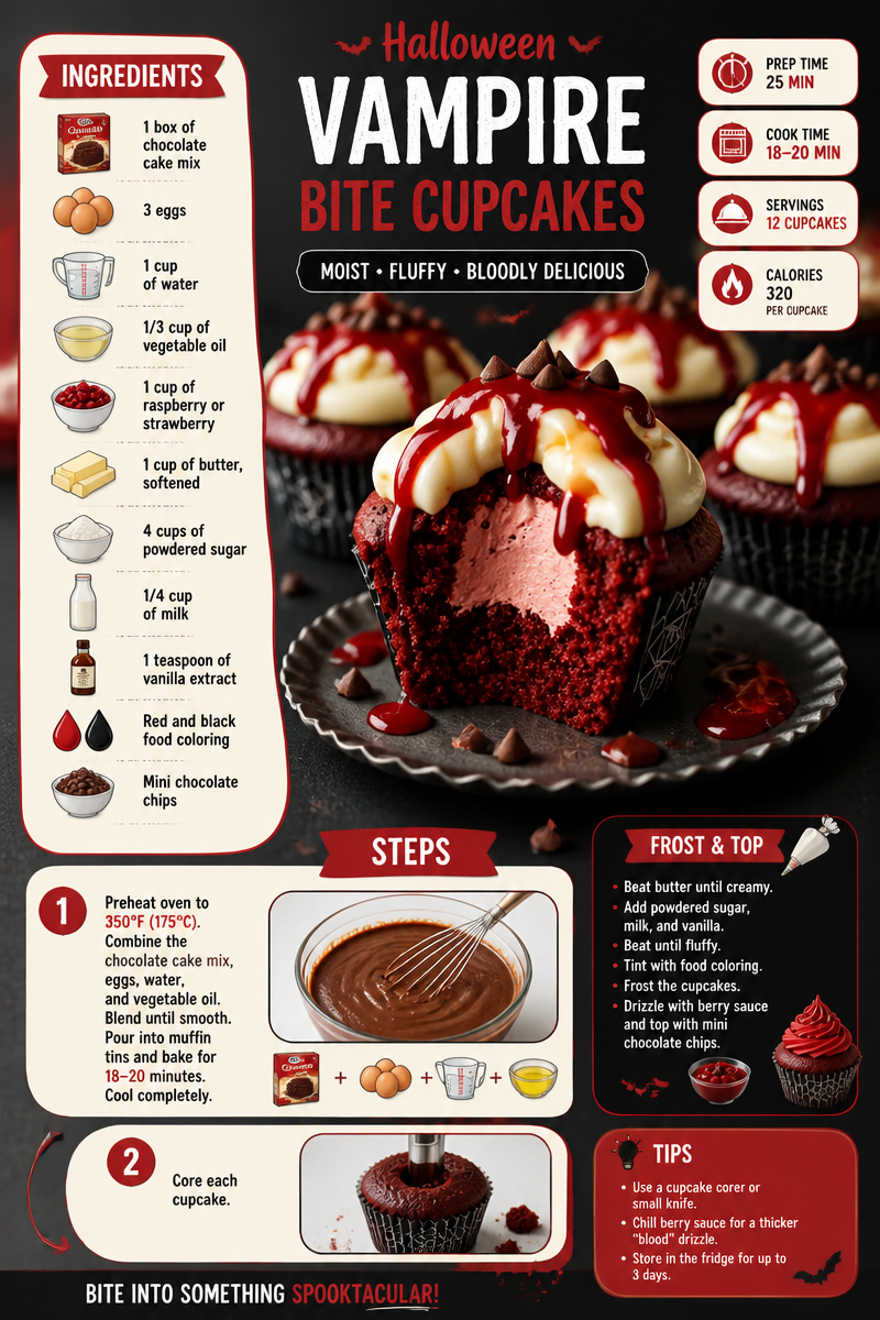 Halloween Vampire Bite Cupcakes