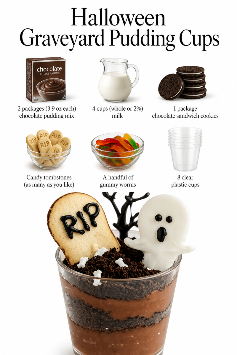 Halloween Graveyard Pudding Cups