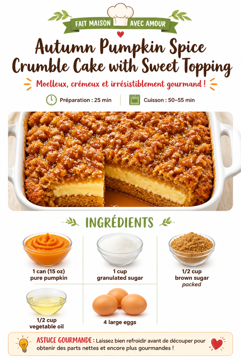 Autumn Pumpkin Spice Crumble Cake with Sweet Topping