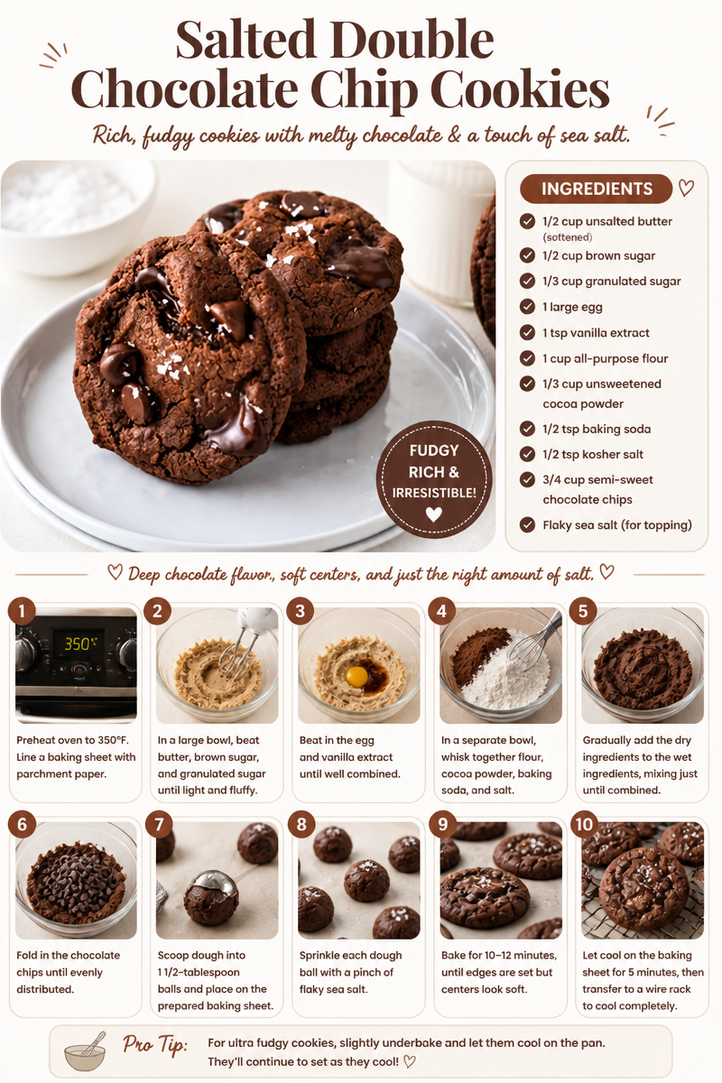 Salted Double Chocolate Chip Cookies