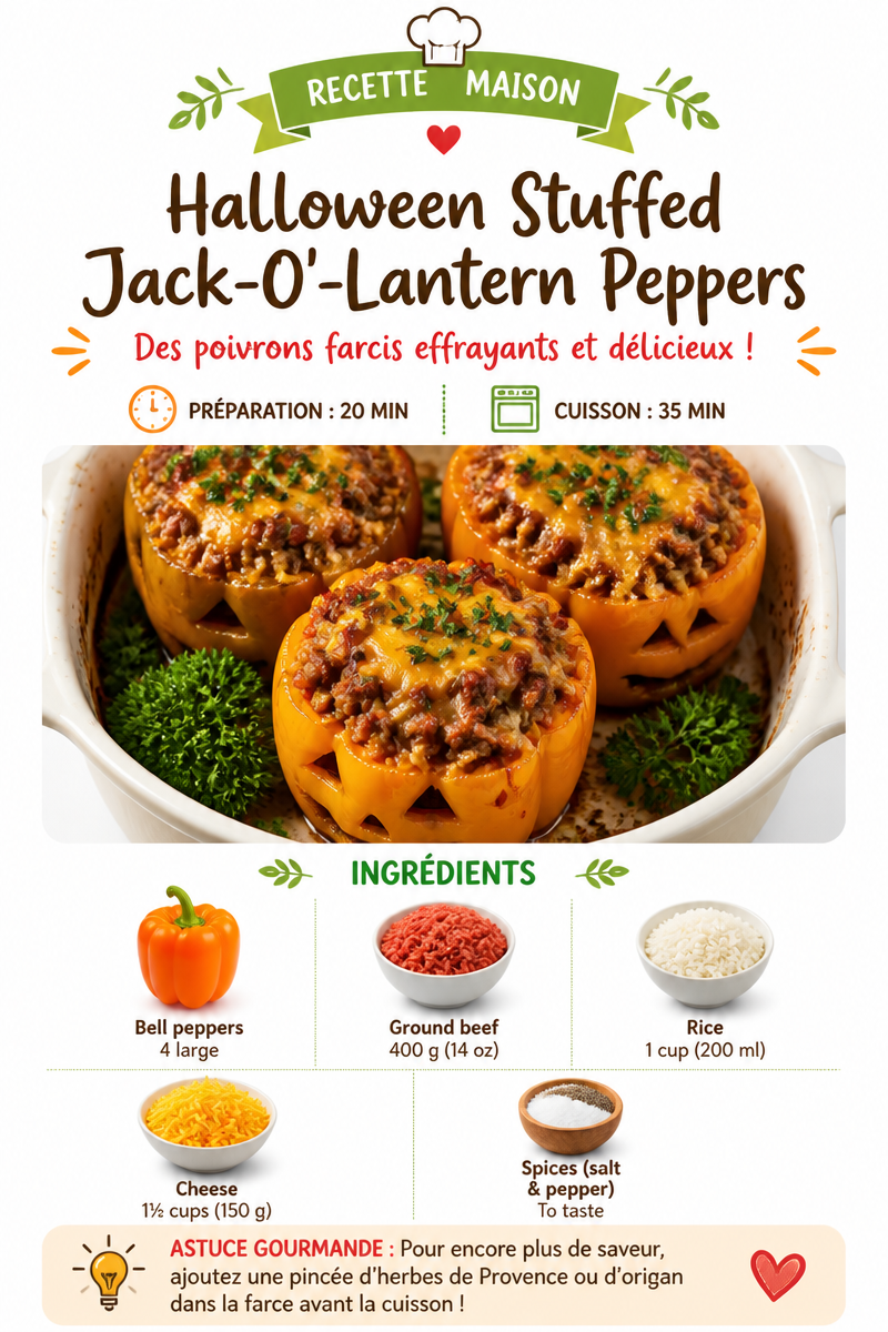 Halloween Stuffed Jack-O'-Lantern Peppers