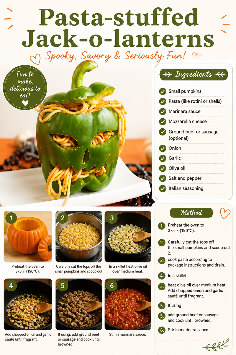 Pasta-stuffed Jack-o-lanterns