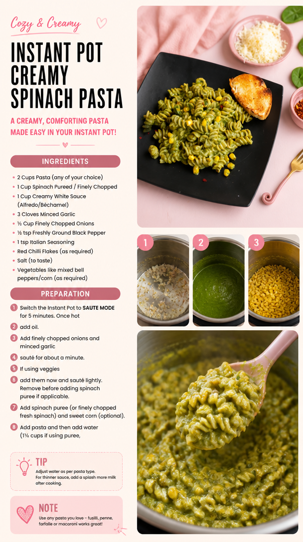 Instant Pot Creamy Spinach Pasta