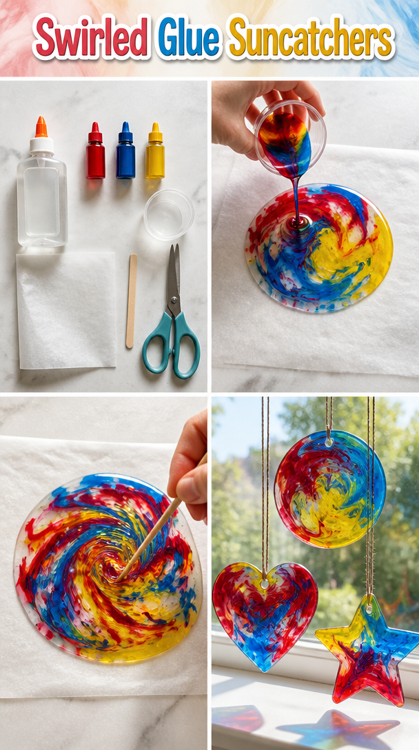 Swirled Glue Suncatchers
