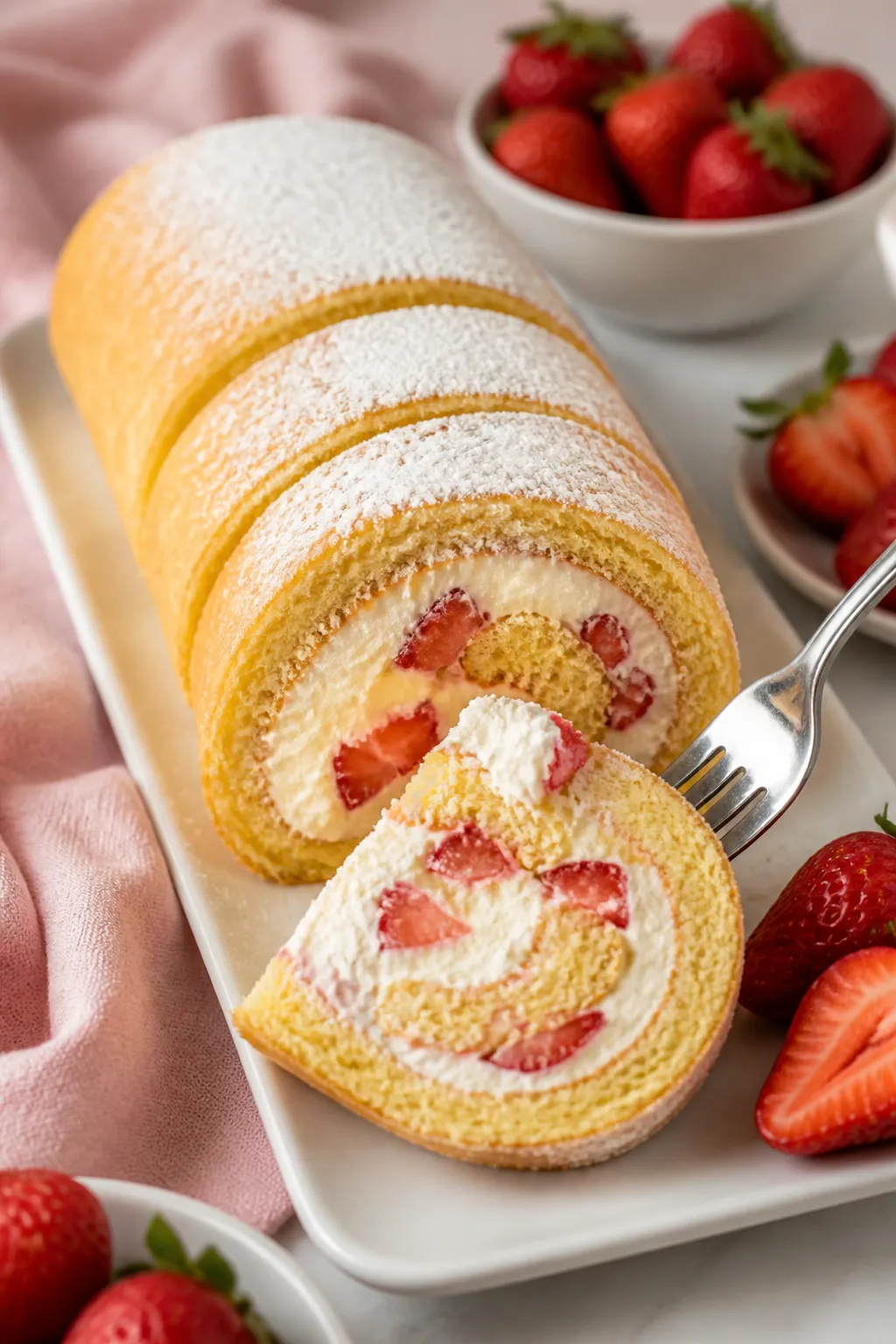 Himmlischer Erdbeer-Japanischer Kuchenrolle