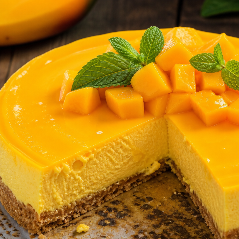 High Protein Mango Mousse Cake