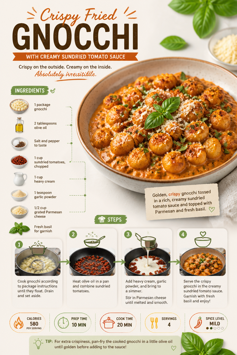 Crispy Fried Gnocchi with Creamy Sundried Tomato Sauce