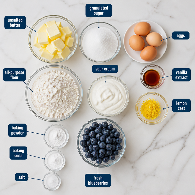 Classic Blueberry Sour Cream Pound Cake