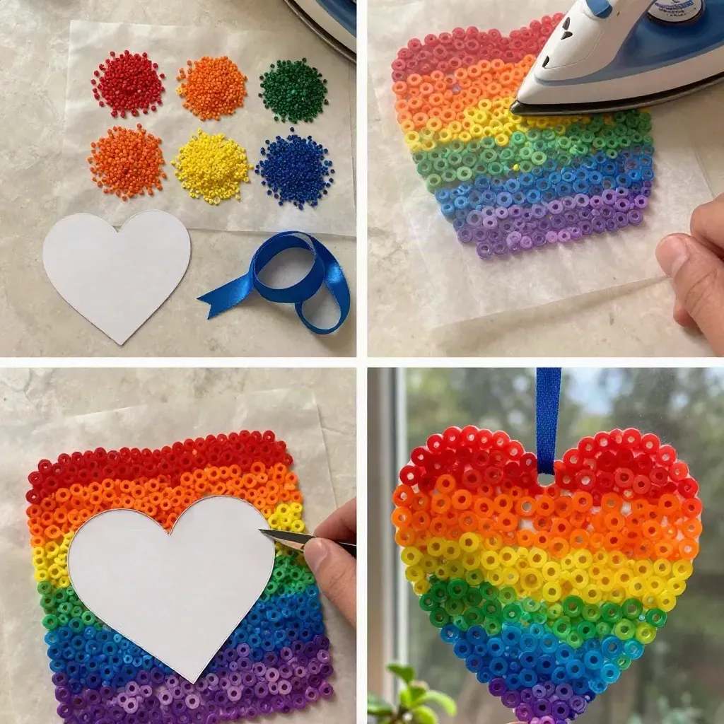 Melted Crayon Rainbow Heart Suncatcher