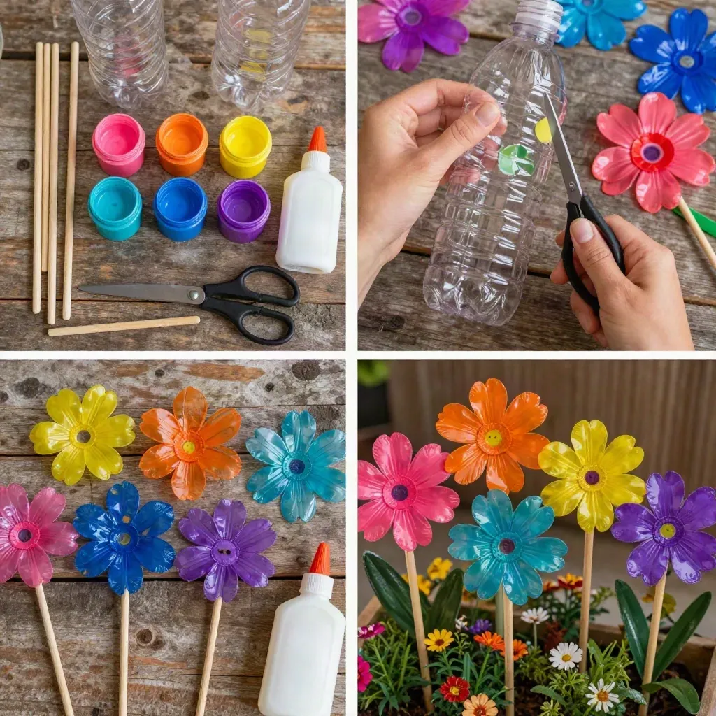 Rainbow Flower Garden Stakes