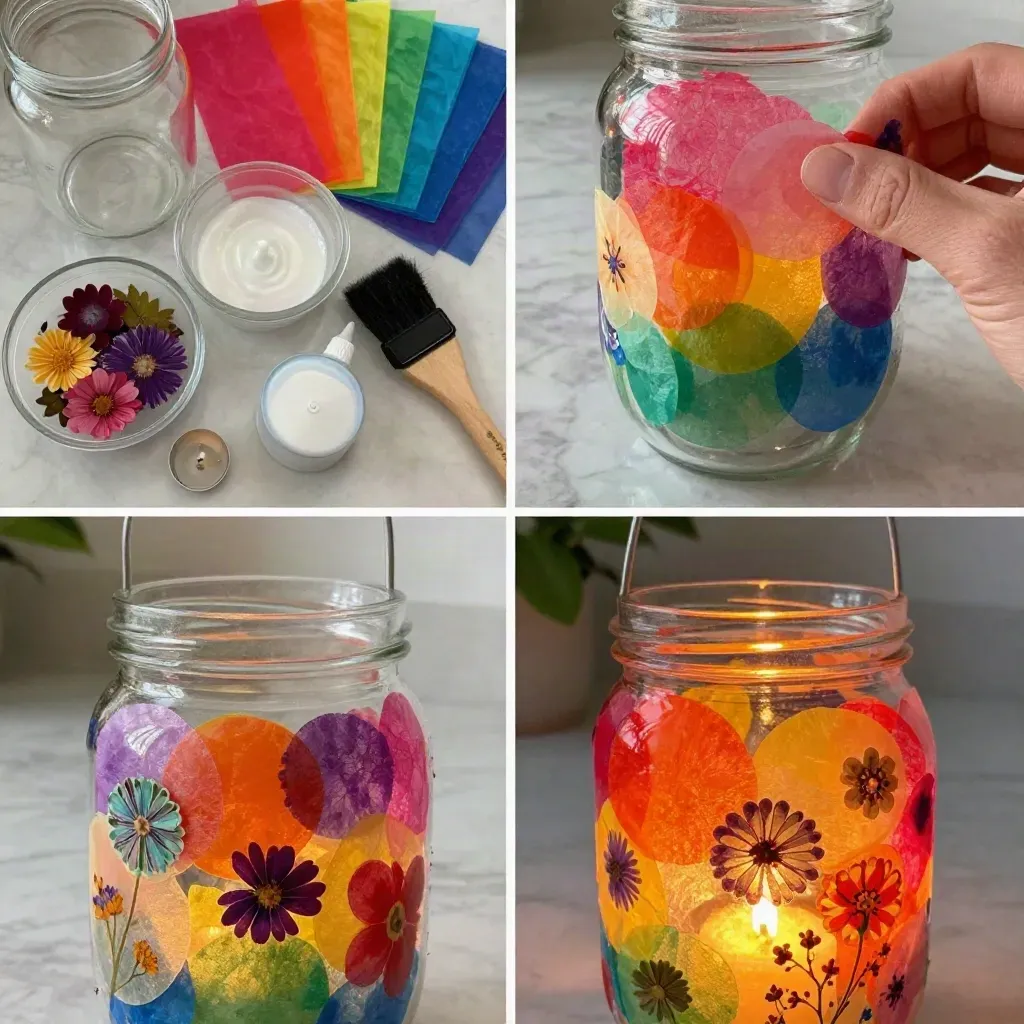 Rainbow Tissue-Paper Flower Lantern
