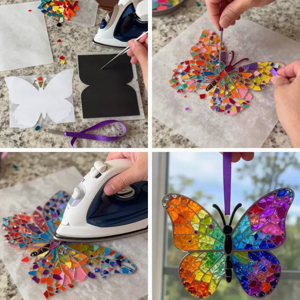 DIY Rainbow Crayon Melt Suncatcher Tutorial 22 Melted Crayon Rainbow Butterfly Suncatcher