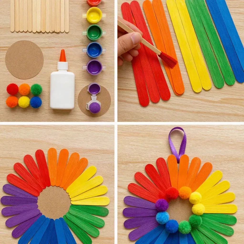 Rainbow Popsicle-Stick Daisy Wheel