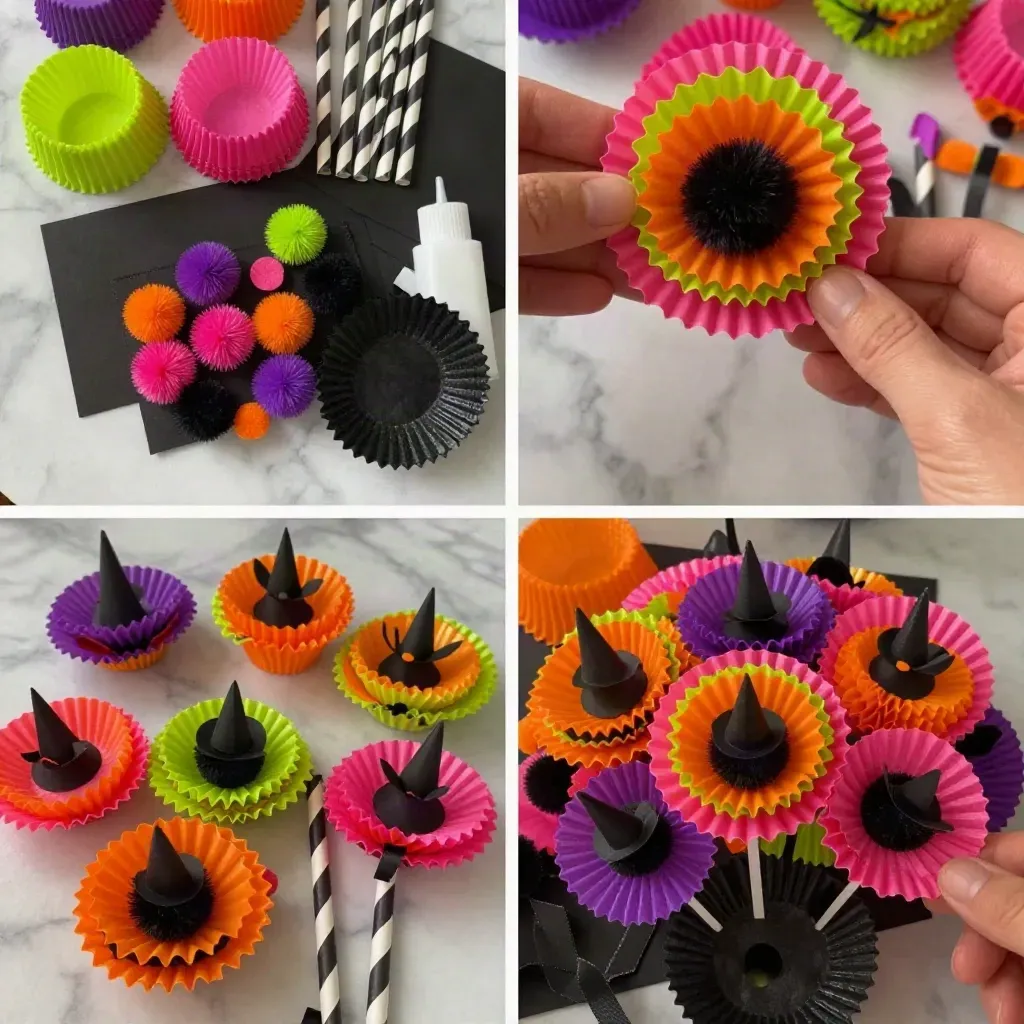 DIY Colorful Cupcake-Liner Witch Flower Bouquet 22 Colorful Cupcake-Liner Witch Flower Bouquet