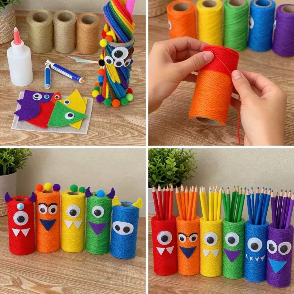 Colorful Rainbow-Themed Monster Pencil Holders for Kids 19 Rainbow Monster Pencil Holders