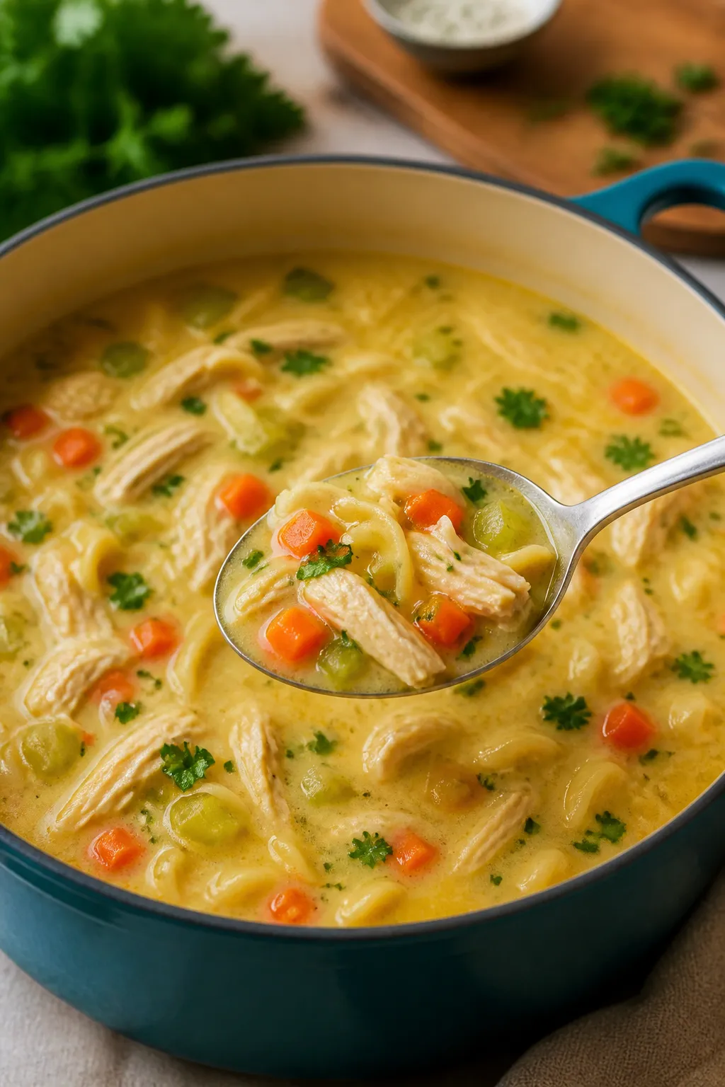 Cremige Hühnernudelsuppe