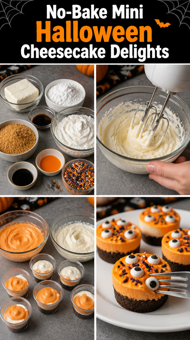 No-Bake Mini Halloween Cheesecakes