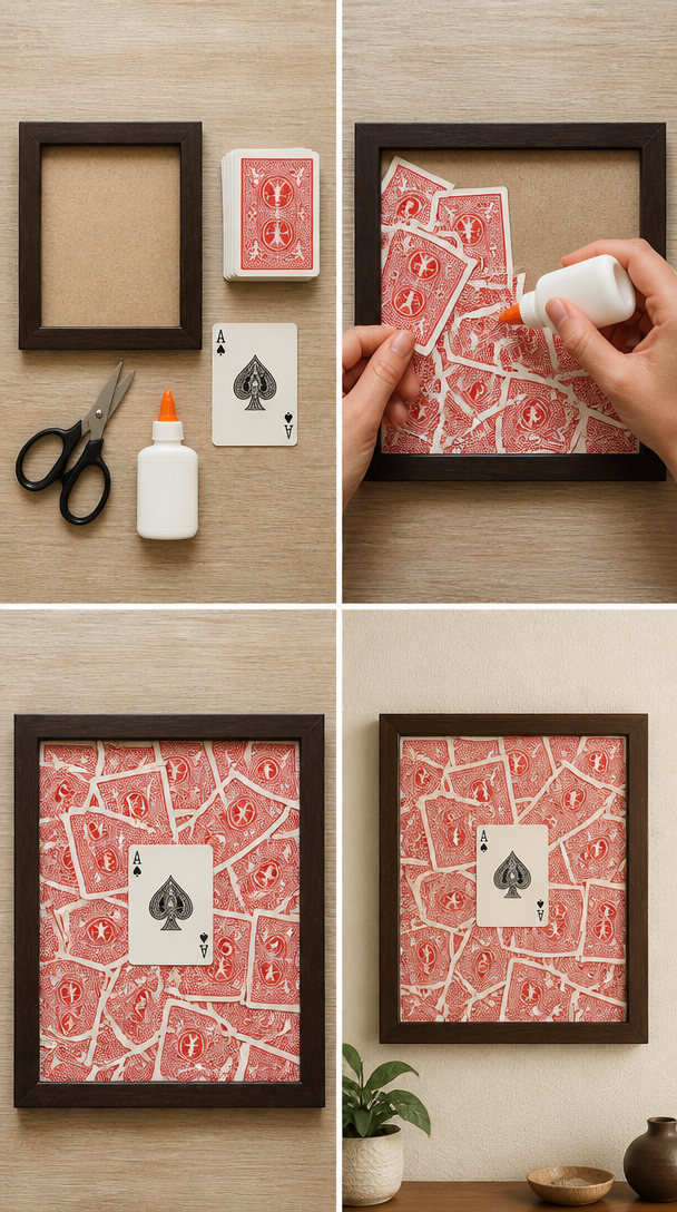 What can you turn a simple deck of playing cards into? 🃏✨

A little creativity, some patience, and a few playing cards can become a unique piece of wall decor! ❤️♠️

Would you hang something like th...