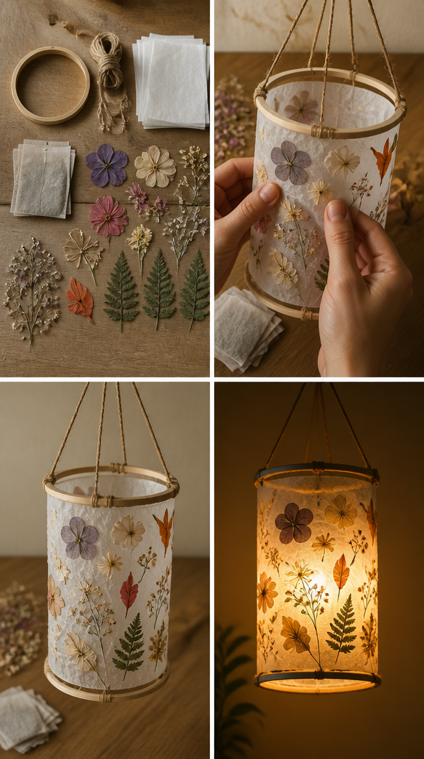 Tea bags can become the base for such a beautiful piece of decor! 🌸✨
Pressed flowers, soft light, and a simple idea turned them into a delicate hanging lantern. When the light is on, the flowers glo...