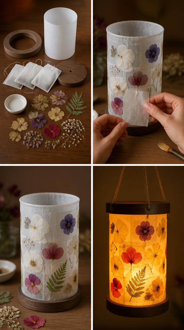DIY Lantern From Tea Bags🫖🌸 #diy #recycle #roomdecor #craft #creativeideas #magical #handmade  #HomeDecor