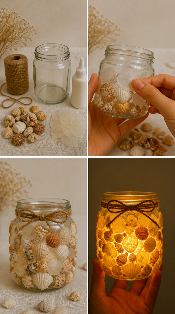 DIY Cozy Seashell Lantern🐚✨ #diy #seashell #homedecor #handmade #magical #craft #creativeideas