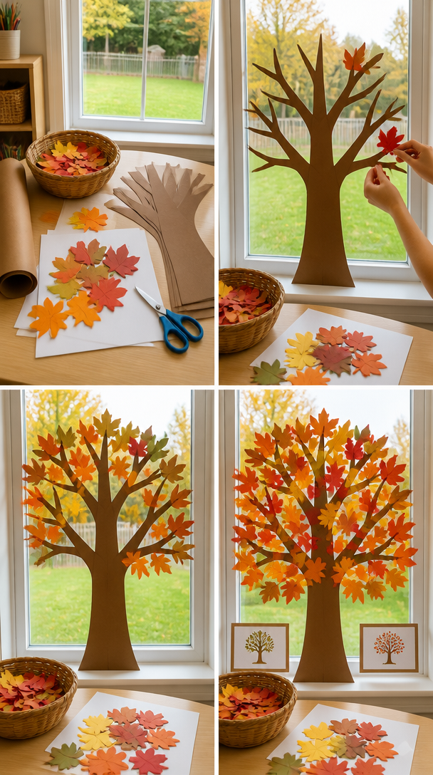 🍂 CLASSROOM AUTUMN WINDOW TREE 🍁

Turn your classroom window into a gorgeous collaborative autumn display! Cut a large tree trunk and branches from brown paper and attach them to the window, then ad...