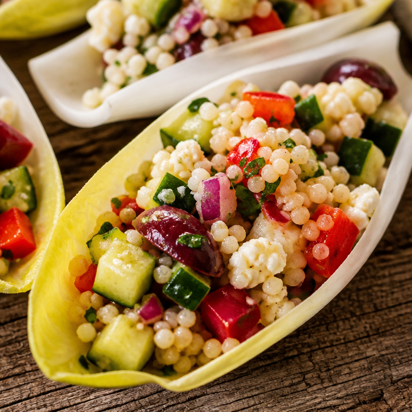 Mediterranean Couscous Salad in Endive Leaves