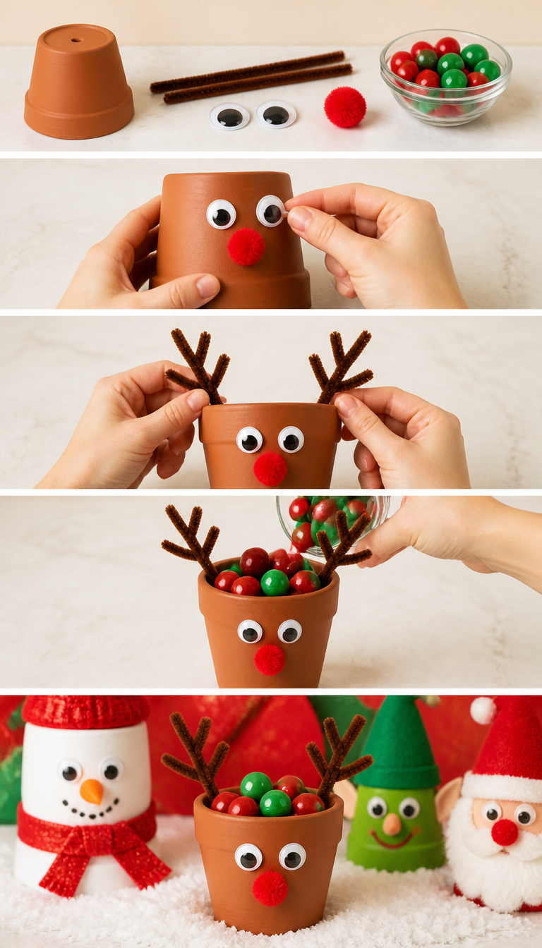 Christmas Kids Craft Character Candy Pots