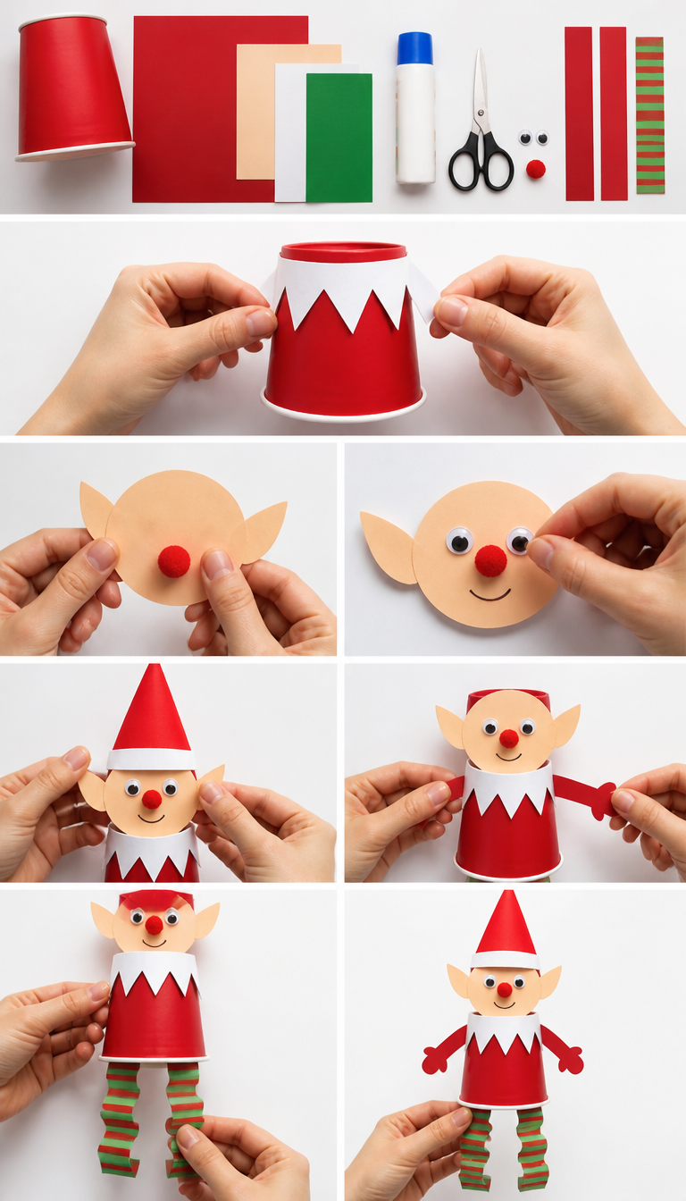 Jumping Paper Cup Elf Puppet
