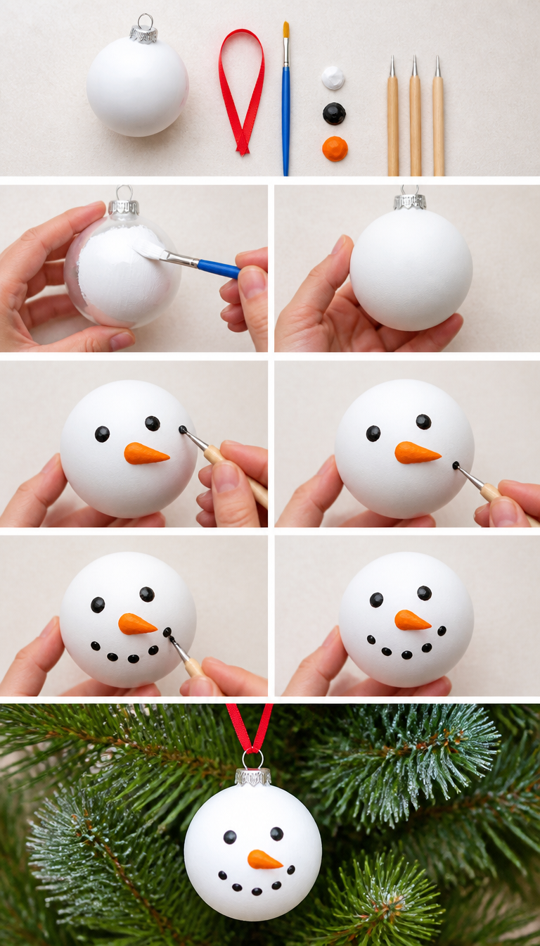 Snowy Snowman Ornament Craft for Kids - Crazy Little Projects