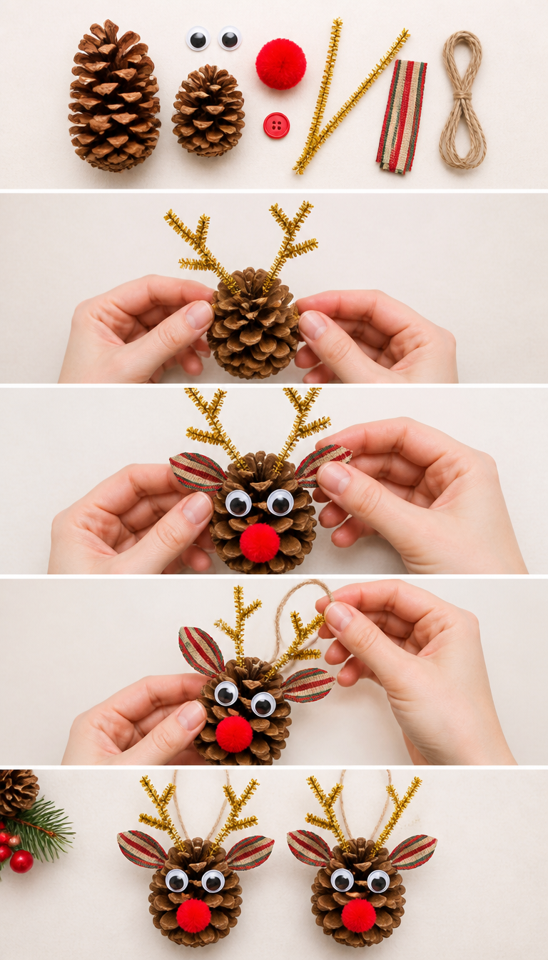 Pinecone Reindeer Ornaments
