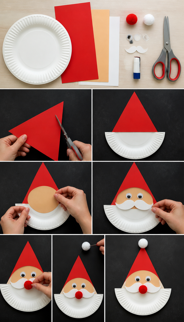 Paper Plate Santa Claus - I Heart Crafty Things