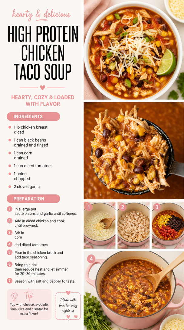 High Protein Chicken Taco Soup