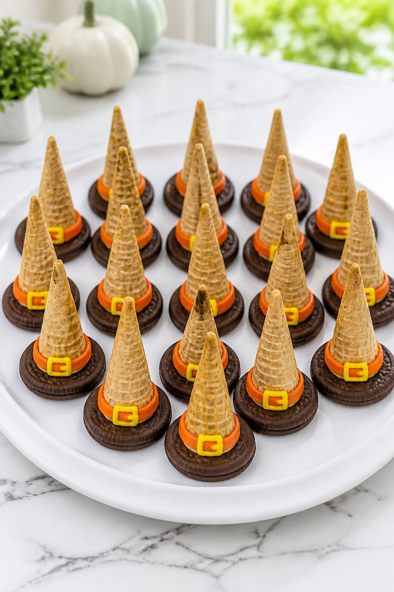 Witch Hat Chocolate Cookie Cones
