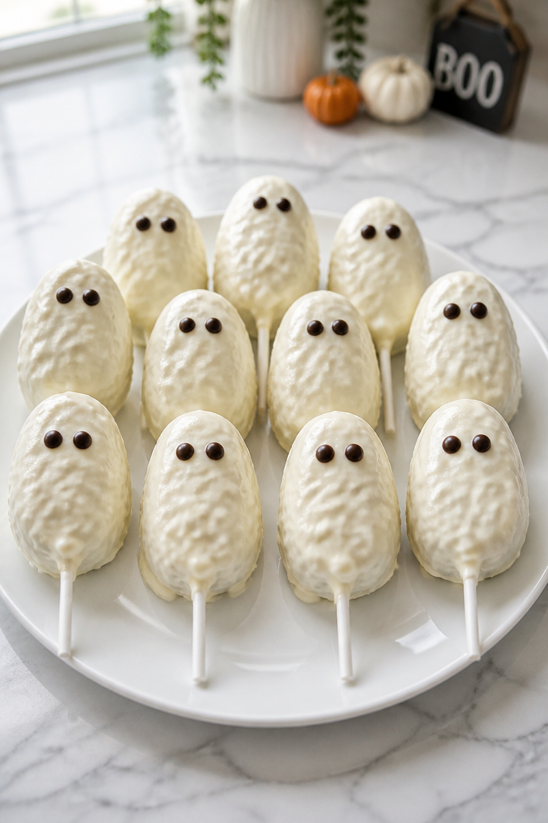 Halloween Rice Krispie Ghost Pops