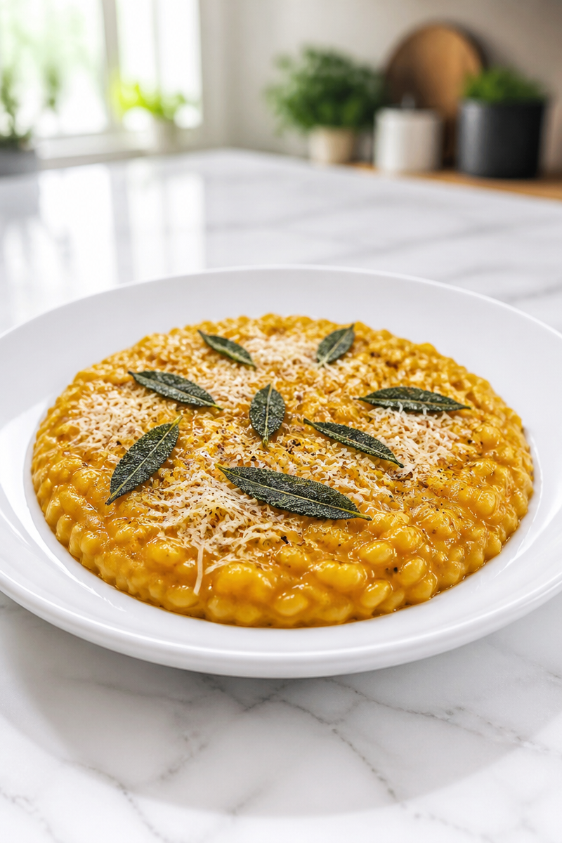 Pumpkin Sage Butter Halloween Risotto