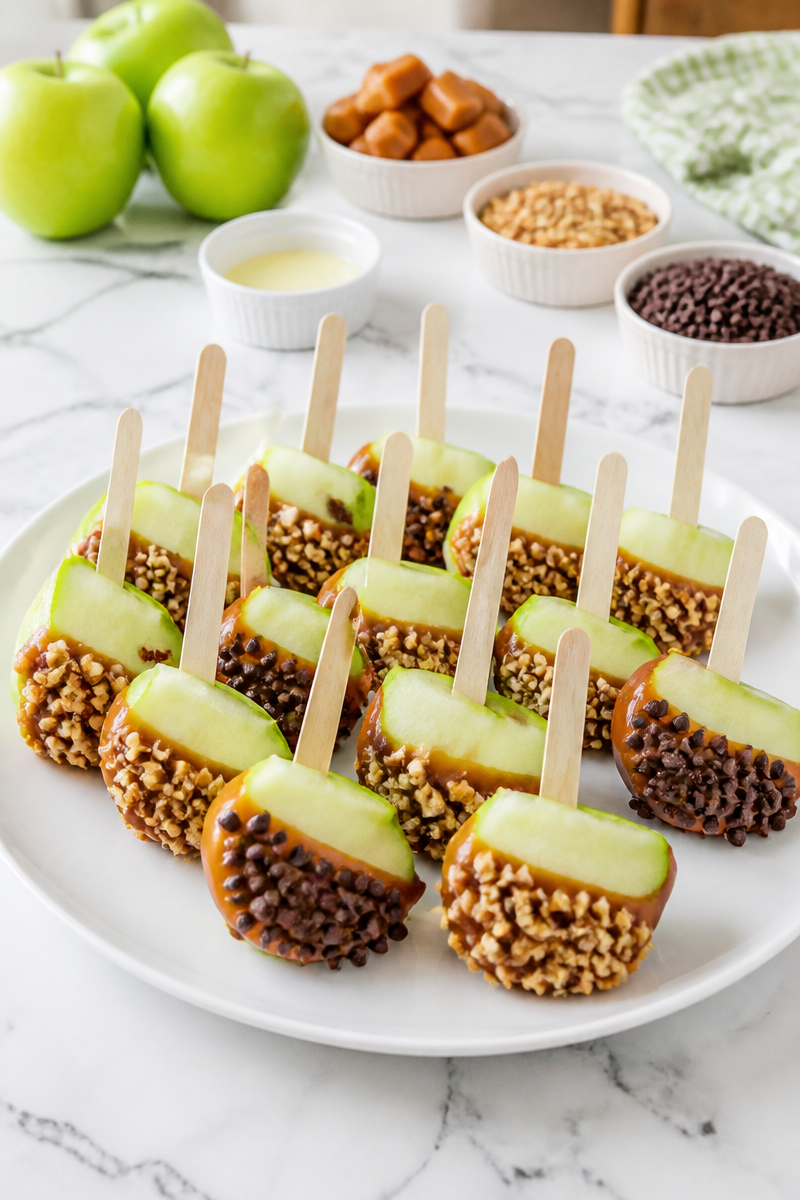 Halloween Caramel Apple Slice Bites
