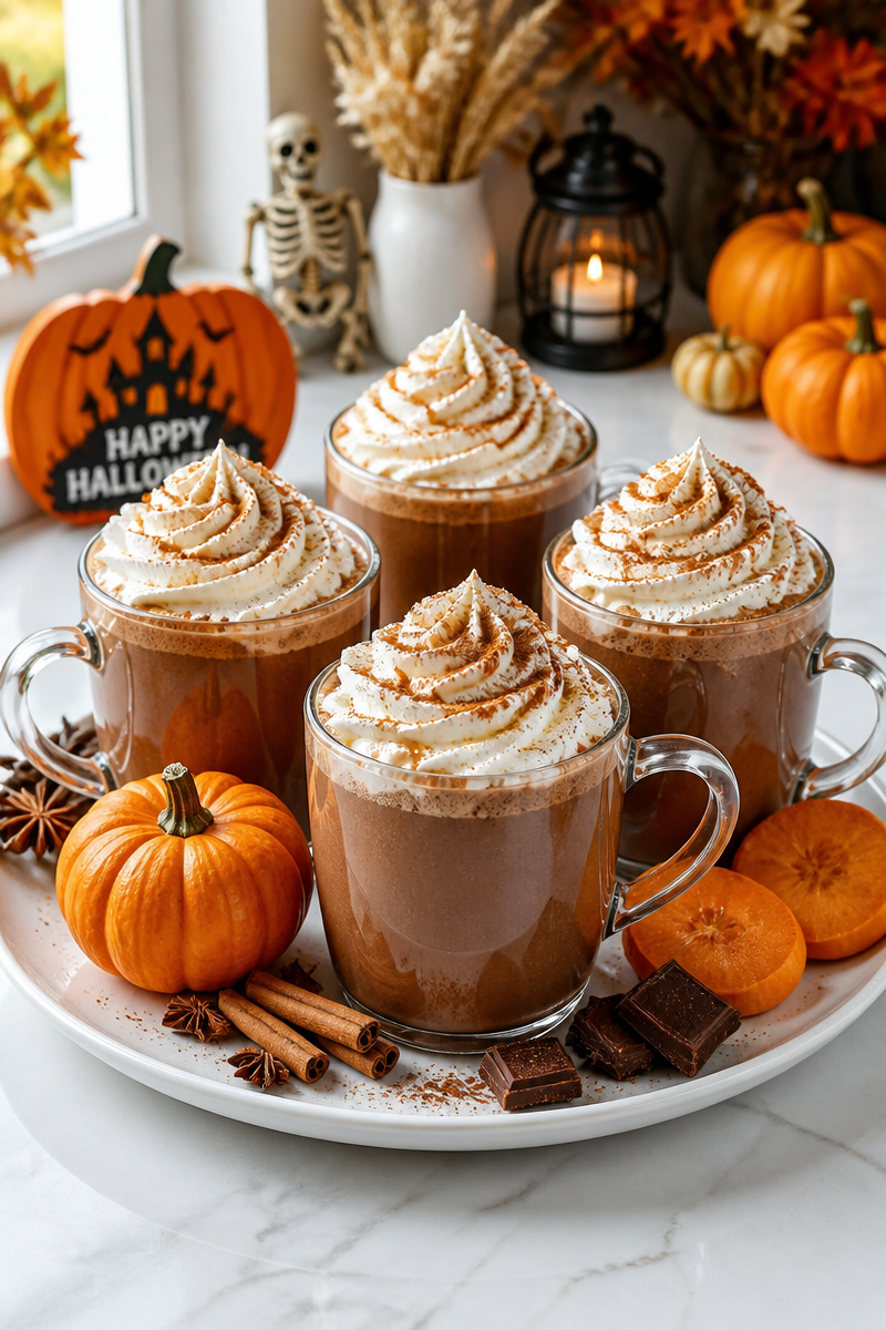 Pumpkin Spice Halloween Hot Chocolate