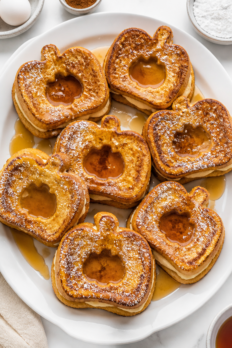 Halloween Jack-O-Lantern Stuffed French Toast