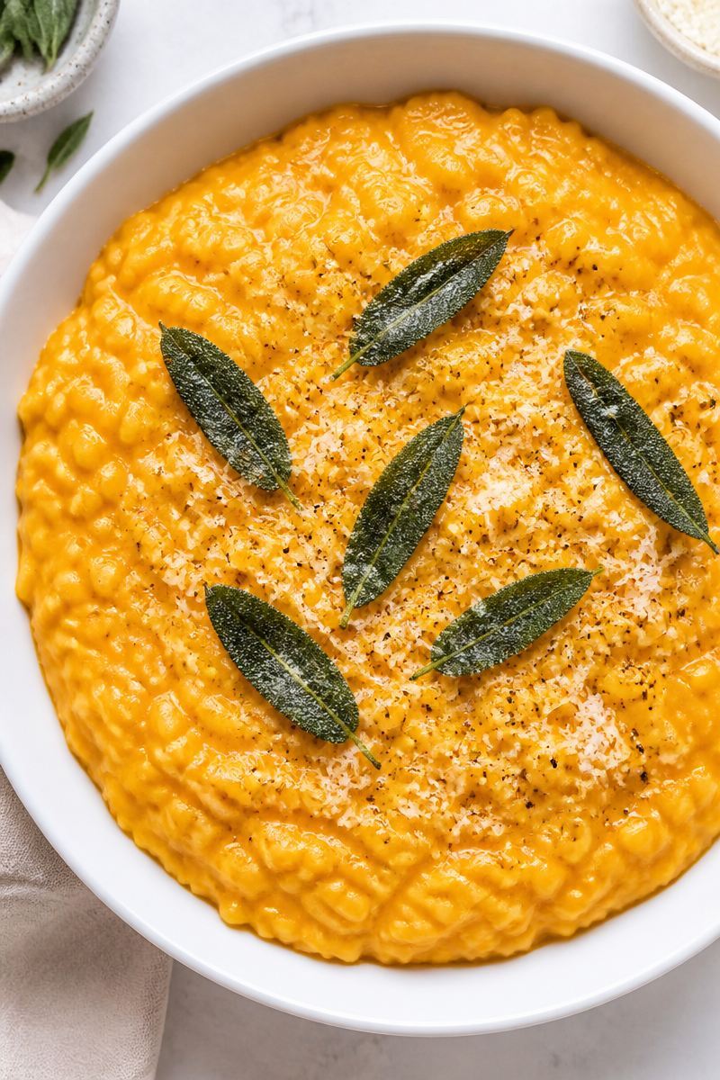 Pumpkin Sage Butter Halloween Risotto