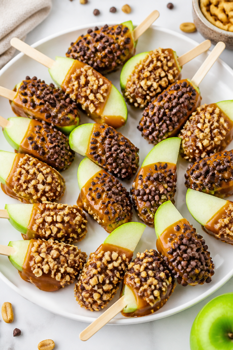 Halloween Caramel Apple Slice Bites