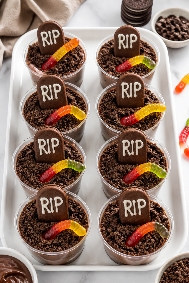 Halloween Graveyard Dirt Pudding Cups