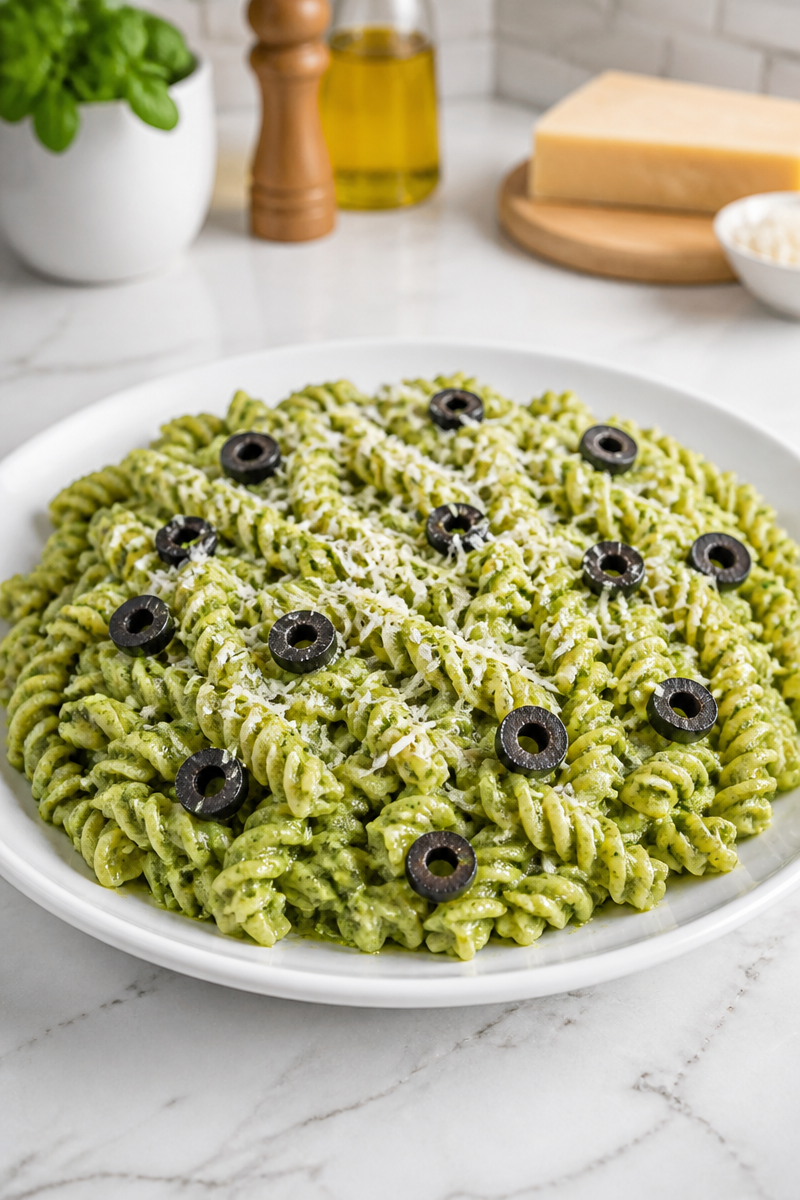 Zombie Green Halloween Pesto Pasta