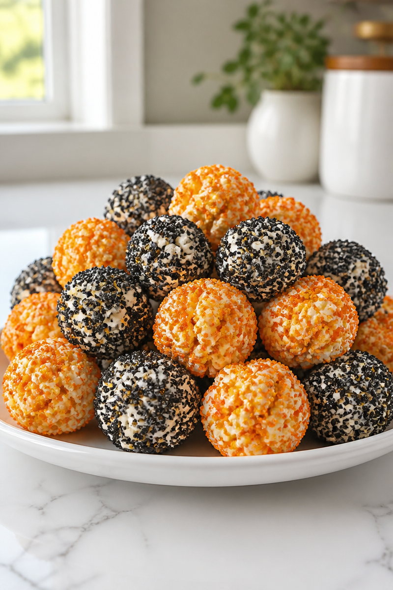 Halloween Popcorn Ball Treat Bites