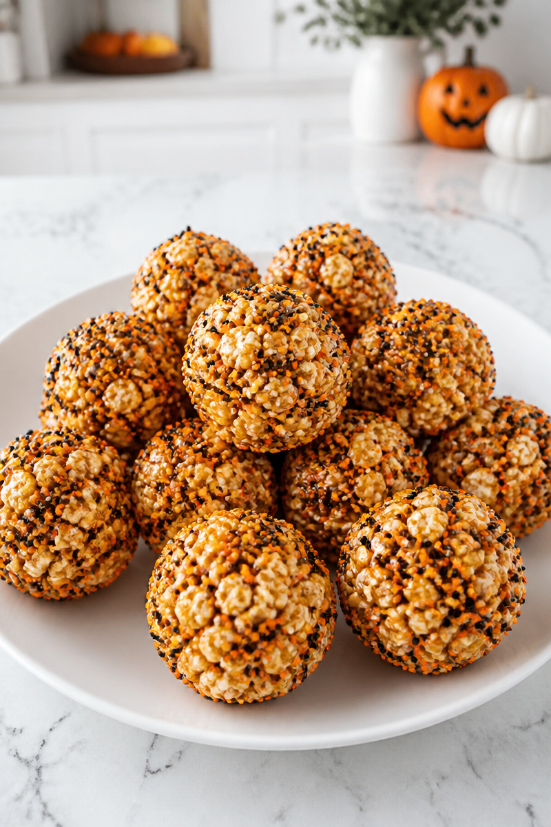 Caramel Popcorn Halloween Candy Balls