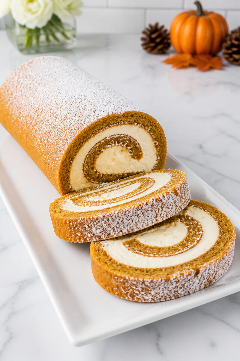 Pumpkin Roll Halloween Dessert Recipe