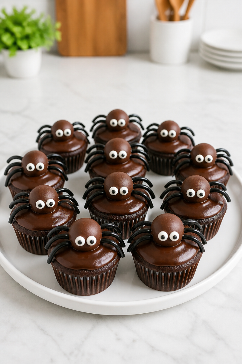 Spooky Chocolate Spider Cupcake Toppers