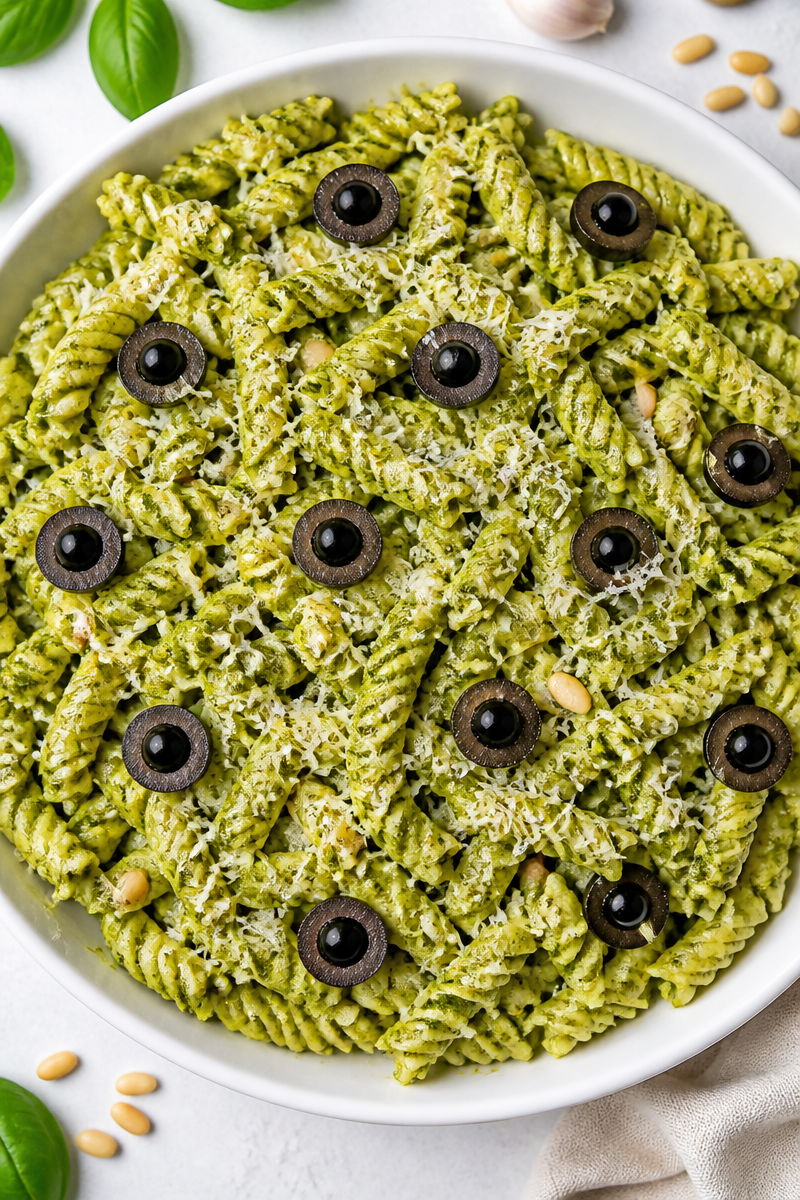 Zombie Green Halloween Pesto Pasta