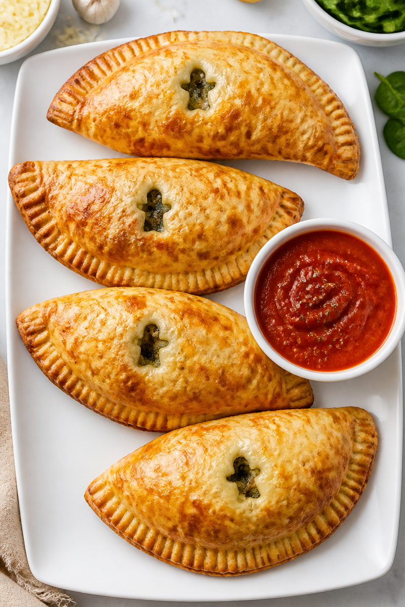 Spooky Spinach Stuffed Halloween Calzone